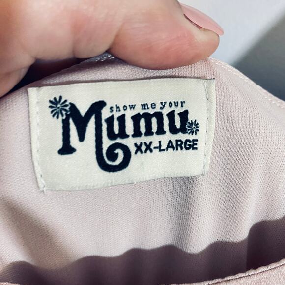 Show Me Your Mumu Caitlin Ruffle Maxi Dress Dusty Blush Crisp Light Pink Sz XXL - Picture 6 of 12